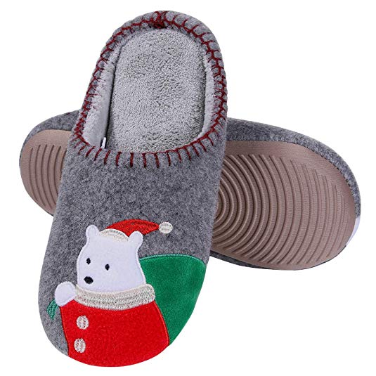 Women's Cute Snowman House Slippers Soft Memory Foam Indoor Slippers Comfy Fuzzy Slip On Cotton Slip - steebieqa