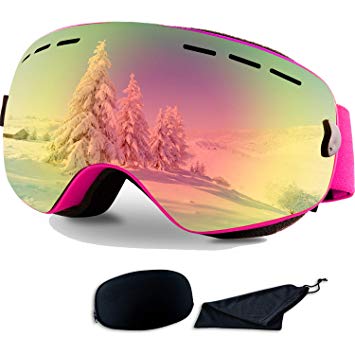 Rongbenyuan Ski Snow Snowboard Goggles - Frameless OTG Goggles Men Women Kids Anti-Fog - steebieqa