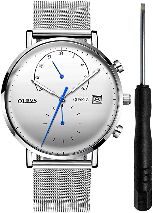 OLEVS White Watches for Men on Sale Waterproof Inexpensive Watches for Men Date Analog Quartz Mens W - steebieqa