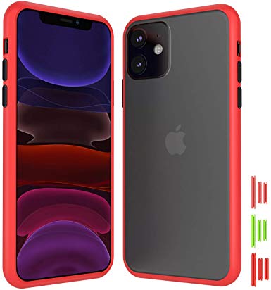 Compatible with iPhone 11 Case, Anti-Scratch TPU+PC Cover with 3 Sets Color Button Bumper Case for i - steebieqa
