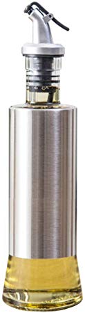 W·Z 11oz Olive Oil Dispenser, Stainless Steel Protecting 320ml Drip-Free Vinegar and Soy Sauce bottl - steebieqa