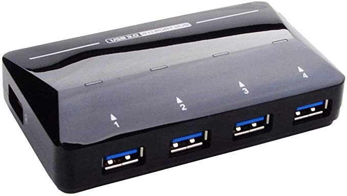 W·Z 4-Port USB 3.0 Super-Fast Data Hub Compatible with USB 2.0, 1.1 and 1 Extra USB Port to Fast Cha - steebieqa