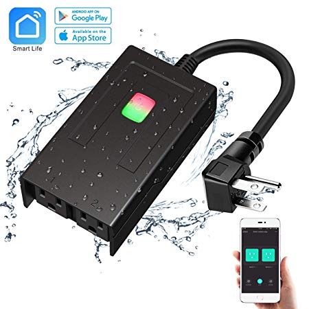 Outdoor Smart Plug BITIWEND WiFi Outdoor Plug with 2 Sockets,Waterproof Outdoor Smart Outlet,Wireles - steebieqa