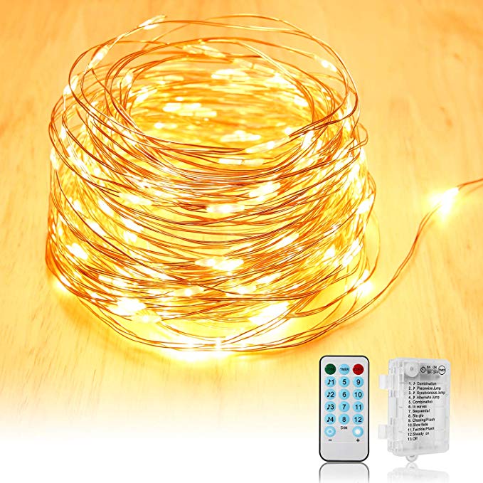 Outdoor Christmas LED String Lights 66ft 200LEDs Waterproof String Lights Battery Powered, LED Fairy - steebieqa
