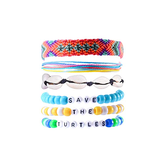 EEPIRR PrePiece Vsco Bracelet Kit, Handmade and Waterproof Natural Shell/Braided Friendship/Ponybead - steebieqa