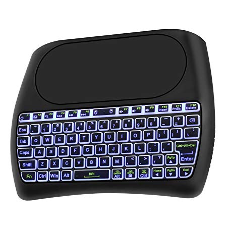 Mini Wireless Keyboard with Touchpad Mouse Combo,YALANLE Small Keyboard with 7 Color LED Backlit,Rec - steebieqa