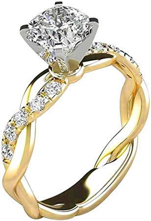 Ridkodg Promise Rings for Her - Elegant Diamond Engagement Wedding Ring Bridal Rings Couples (Gold R - steebieqa