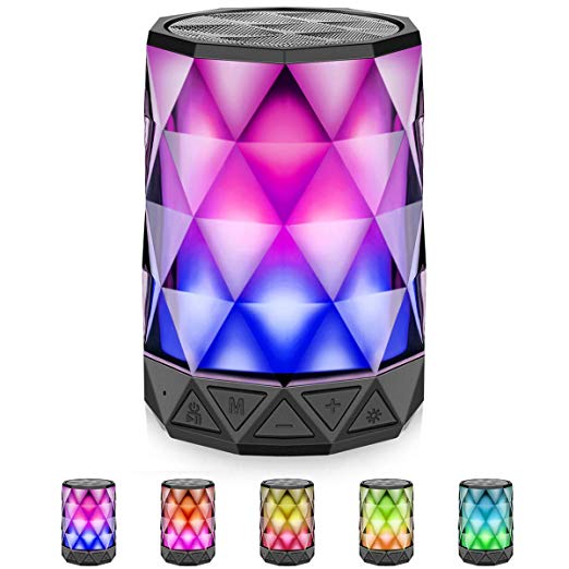 Bluetooth Speakers with Lights, LFS Night Portable Wireless Speaker, Multi-Color Auto-Changing LED T - steebieqa