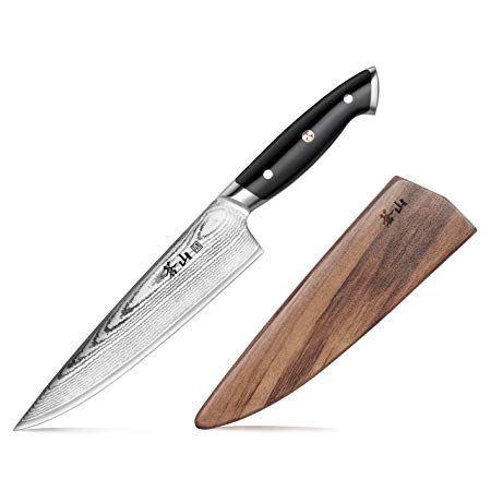 Cangshan Z Series 62731 High Carbon X-7 Damascus Steel Forged Chef Knife with Walnut Sheath, 8-Inch - steebieqa