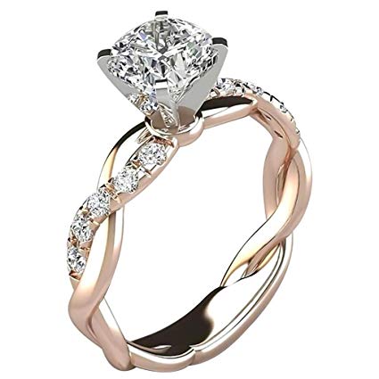 Ridkodg Promise Rings for Her - Elegant Diamond Engagement Wedding Ring Bridal Rings Couples (Rose G - steebieqa